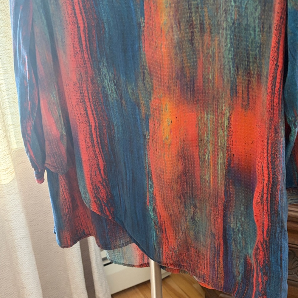 Parsley & Sage artistic tunic, top three-quarter sleeve split V-neck sizeXL ART - Picture 6 of 8